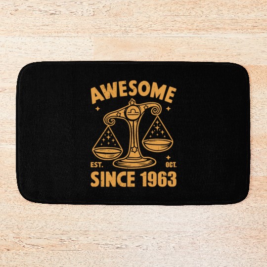 Awesome Since 1963 Libra Zodiac Birthday October Bath Mats