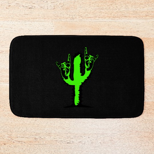 Cactus Plant Heavy Metal Hard Rock Hand Gesture Bath Mats