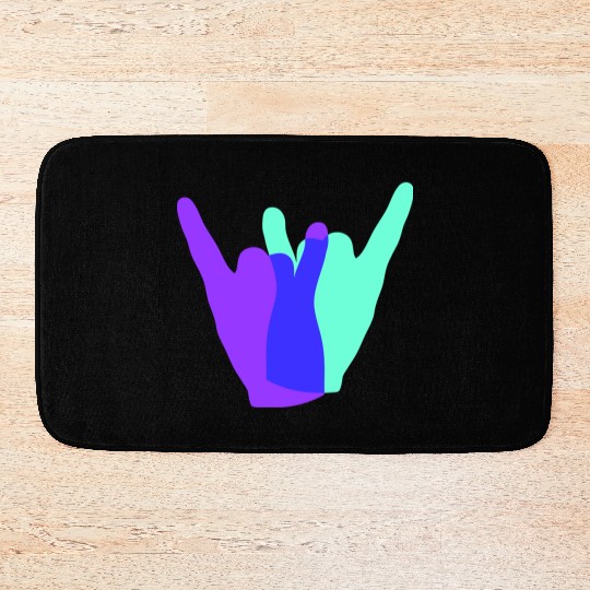 Two heavy metal hard rock horn finger hand gesture Bath Mats