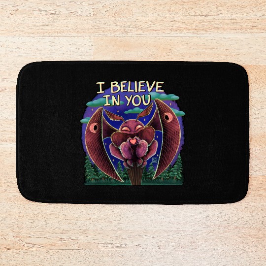 The Mothman Cryptid believe in you cute creature Bath Mats