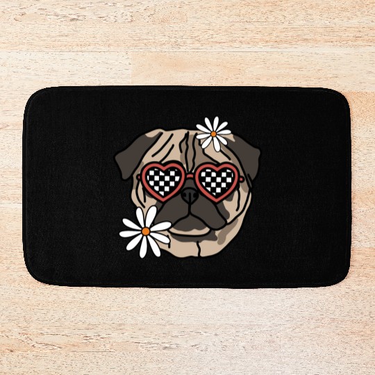 Pug retro Dog Bath Mats