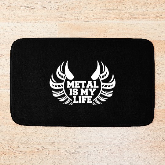 Heavy Metal Is My Life Hard Rock Music Text Quote Bath Mats