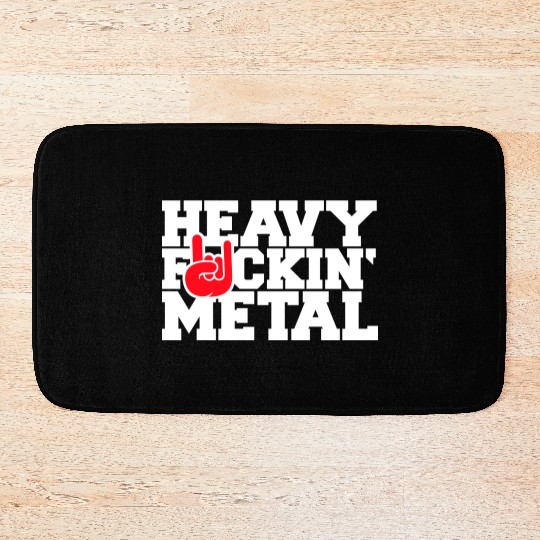 Heavy F#ckin' Metal Hard Rock Fun Music Text Quote Bath Mats
