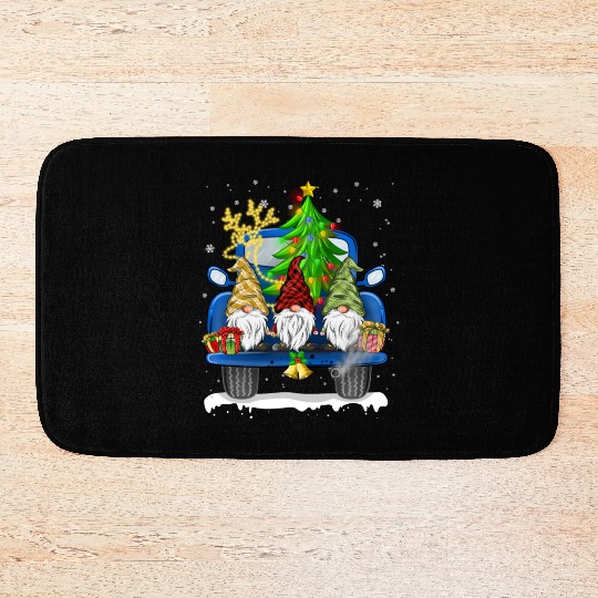 Christmas Truck Cute Gnomes Bath Mats