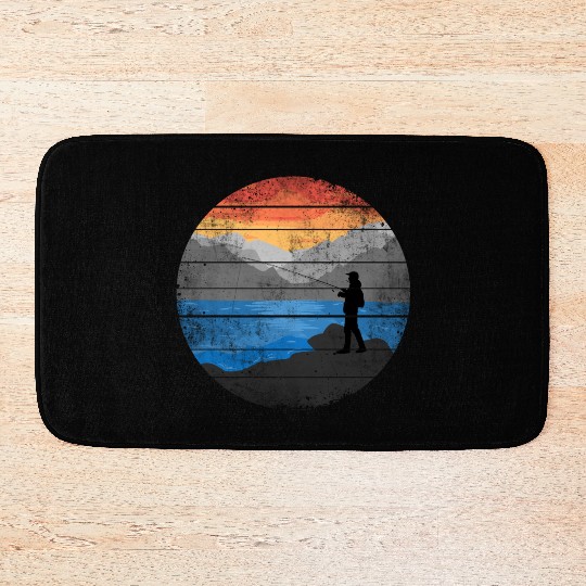 Angler Fisherman Fish Fishing Bath Mats