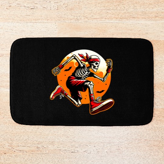 Running Skeleton Sunset - Cool Urban Streetwear Bath Mats