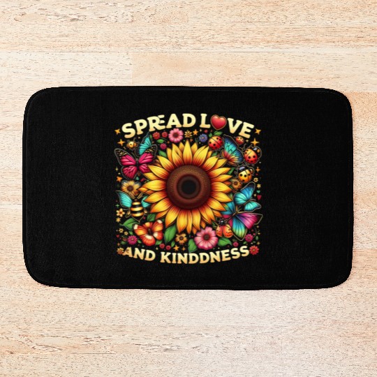 Spread Love & Kindness Sunflower Design Bath Mats