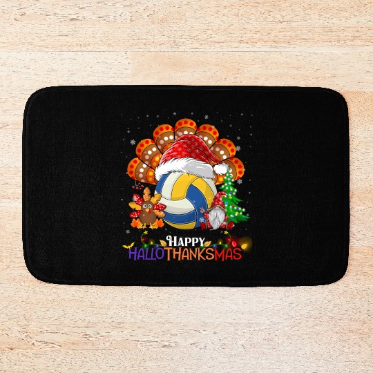 Volleyball Turkey Gnome Happy Hallothanksmas Bath Mats