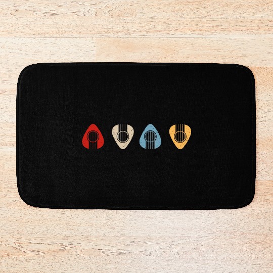 Retro pick guitar Bath Mats