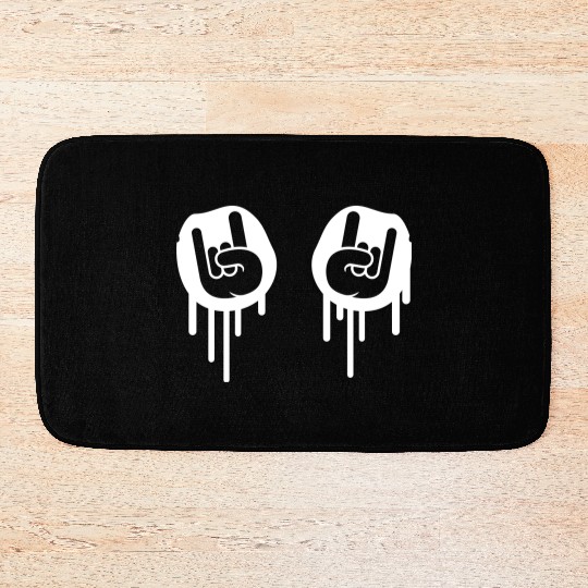 Heavy metal graffiti drop horn finger hand gesture Bath Mats