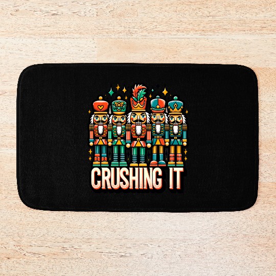 Crushin It: Nutcracker Christmas Apparel for Bath Mats