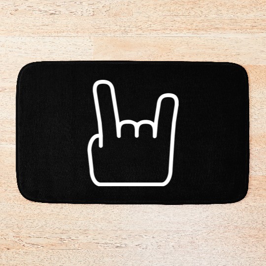 Heavy Metal Fun Hard Rock Music Horns Hand Gesture Bath Mats