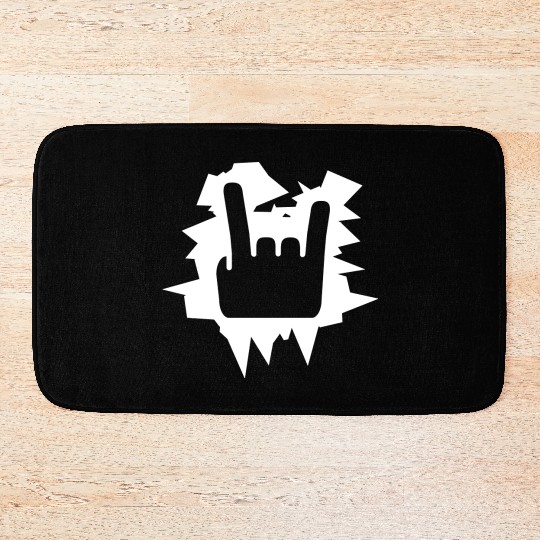 Heavy Metal Fun Hard Rock Music Horns Hand Gesture Bath Mats