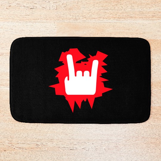 Heavy Metal Fun Hard Rock Music Horns Hand Gesture Bath Mats