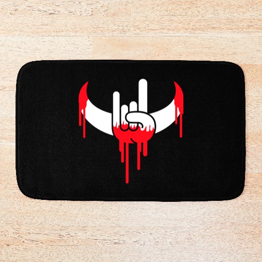 Heavy Metal Graffiti Drop Spray Horns Hand Gesture Bath Mats