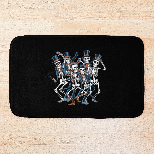 Let's Dance Dancing Skeleton Skull Bath Mats