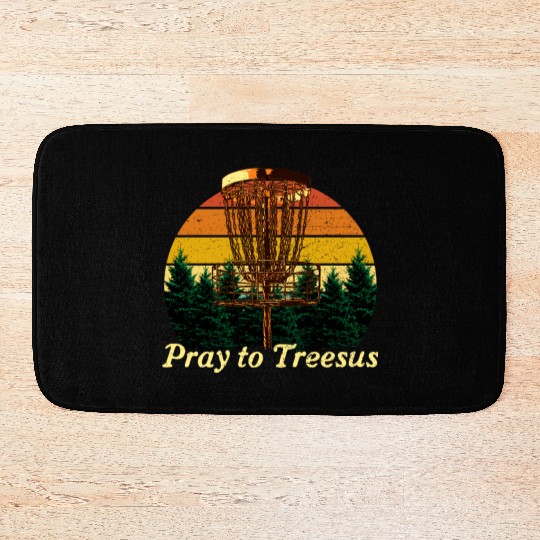 Pray to Treesus Funny Disc Golf Humor Golfer Pun S Bath Mats