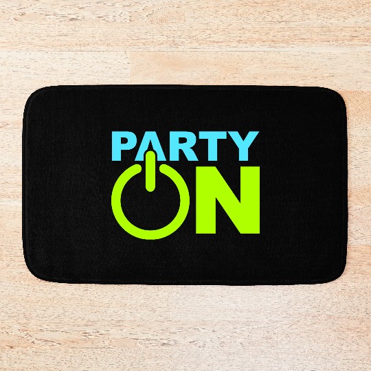 Party On Play Icon Switch Techno DJ Music Symbol Bath Mats