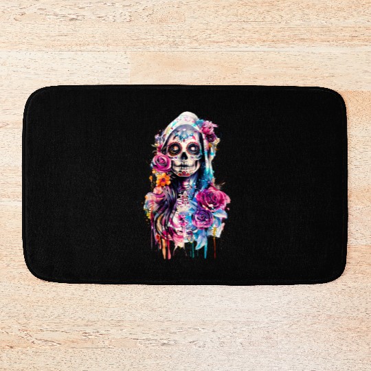 Santa Muerte Saint Mexican Folklore Dead Skull Bath Mats