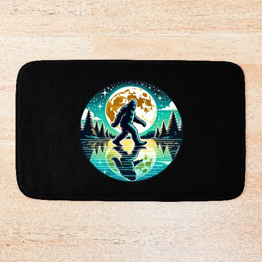 Moon Bigfoot Sasquatch Men Women Kids Cool Bigfoot Bath Mats