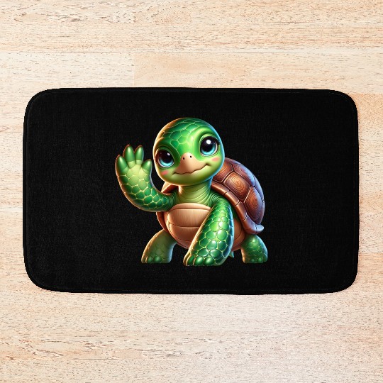 Adorable Waving Turtle Bath Mats
