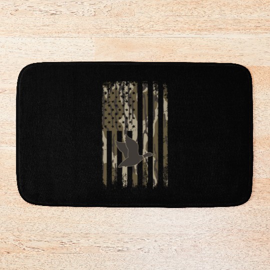 Bottomland Camo Duck Hunting American Flag USA Bath Mats