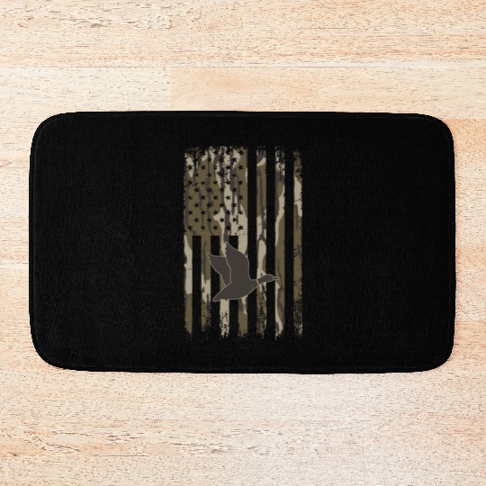 Bottomland Camo Duck Hunting American Flag USA Bath Mats