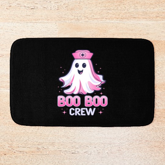 Boo Boo Crew Nurse Pink Ghost Halloween Costume Bath Mats