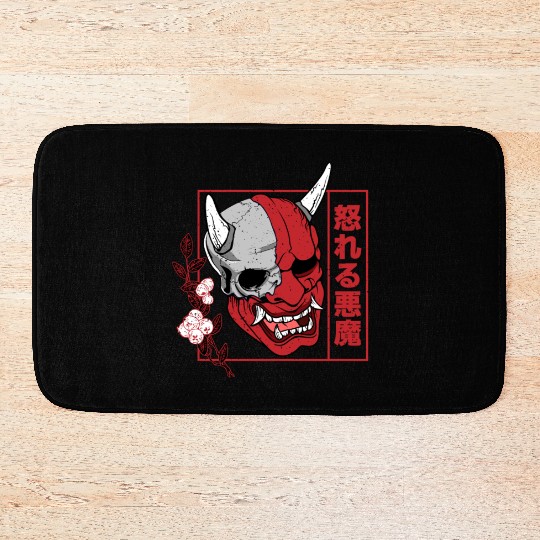 Hannya demon art face Skull devil oni harajuku Bath Mats