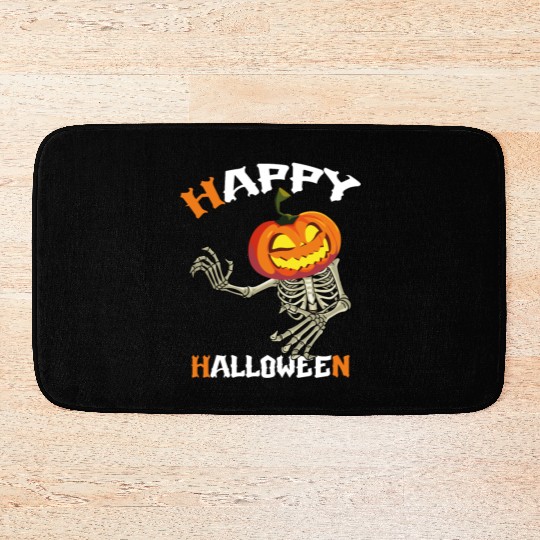Trick Or Treat Happy Halloween Pumpkin Skeleton Bath Mats