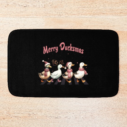 Merry Ducksmas Cute Ducks Farm Animals Christmas Bath Mats