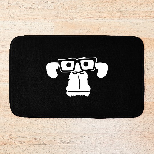 Smart nerd monkey head horn-rimmed glasses geek Bath Mats
