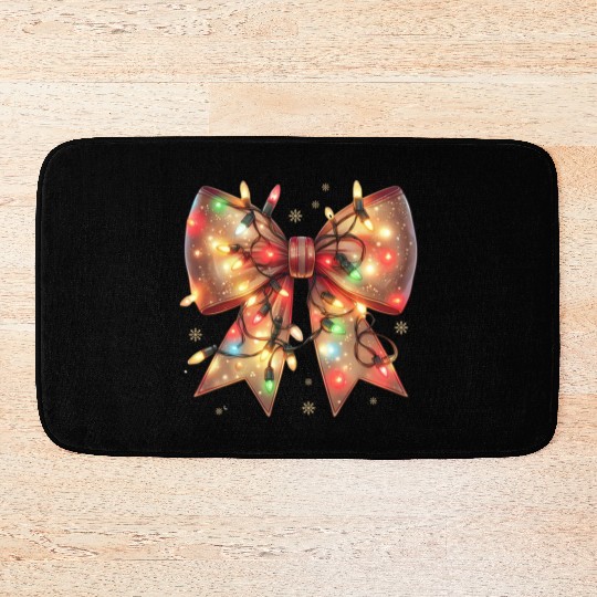 Christmas Light Coquette Bow Bath Mats