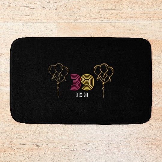 Cheerful '39 Ish' Design Bath Mats: Festive Balloons &