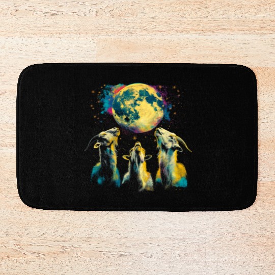 Goat Farm Animal Farmer Howling Moon Bath Mats