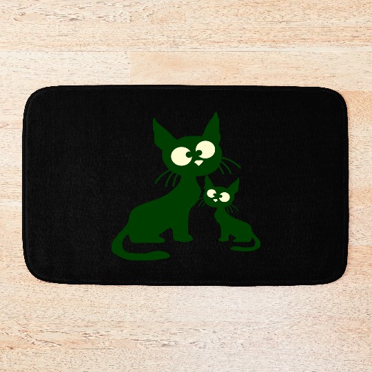 Crazy cat mom dad kitten child kitten family team Bath Mats