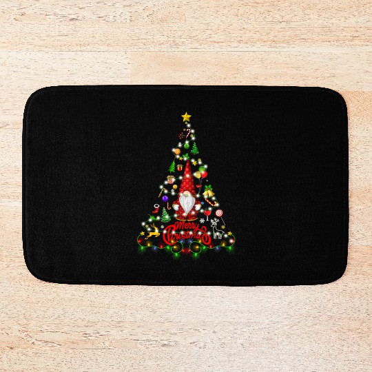 Funny Gnomes Christmas Tree Gnomies Family Xmas Bath Mats