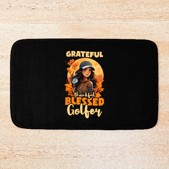 Thanksgiving Golf Thankful Blessed Golfer Bath Mats