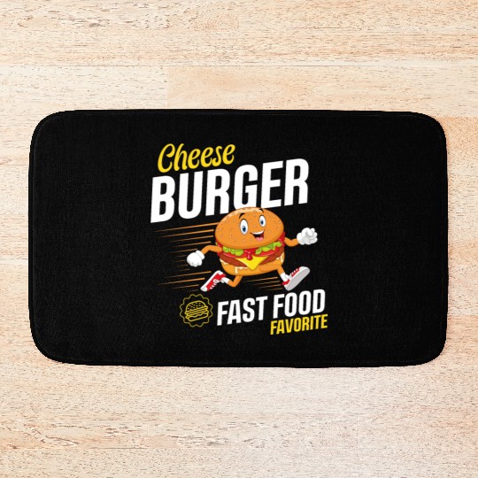 Running Hamburger Cheese Burger Fast Food Favorite Bath Mats