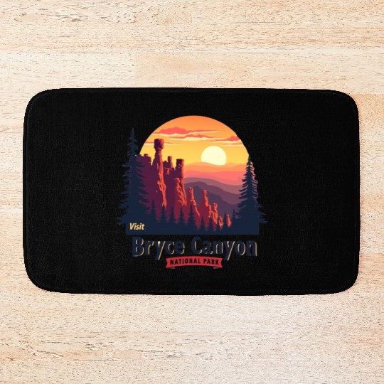 Bryce Canyon National Park Retro Illustraion V 02 Bath Mats