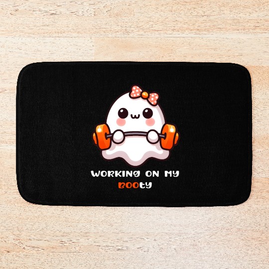 Working On My Booty – Boo-Ty Halloween Gym ghost Bath Mats