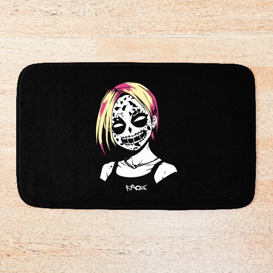 Crazy Alternative Punk Girl Bath Mats