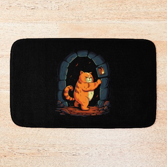 Funny Chubby Red Dungeon Cat Bath Mats