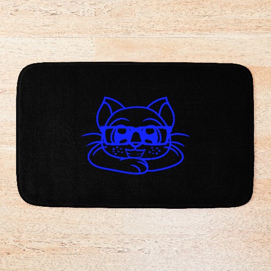 Nerd Cat Horn-rimmed Glasses Geek Smart Kitten Fun Bath Mats