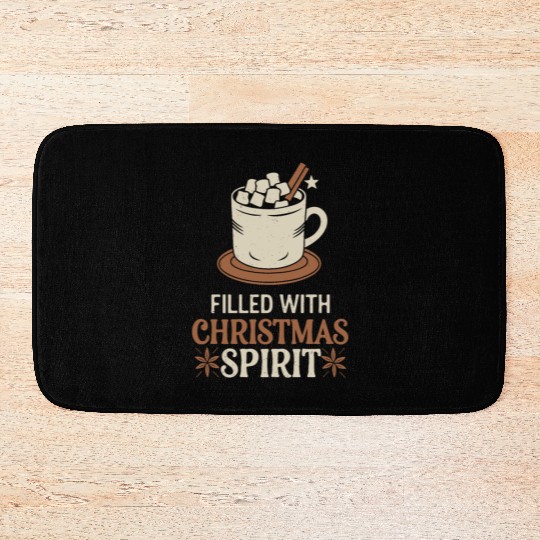 Filled With Christmas Spirit Mug and Marshmallows Bath Mats