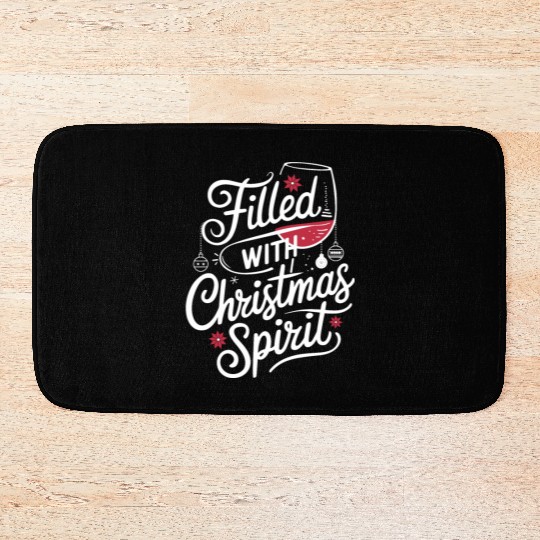 Filled With Christmas Spirit Festive Wine Bath Mats