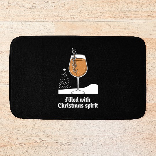 Filled with Christmas Spirit Festive Wine Glass Bath Mats