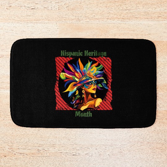Elegant Hispanic Heritage Month Feathered Mask Bath Mats