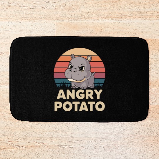 Moo Deng Angry Potato Hippo Humor Bath Mats