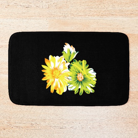 Vibrant Tropical Flower Pattern Bath Mats